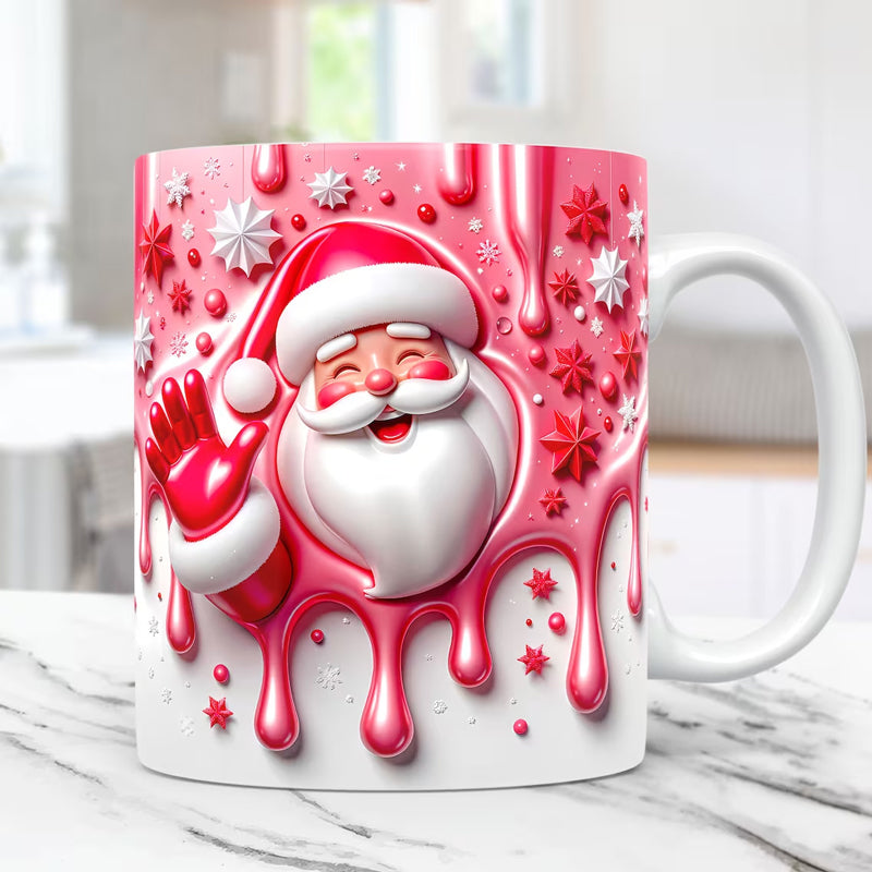 Kerstmok met Santa Print – Feestelijke Beker voor Winter & Cadeau