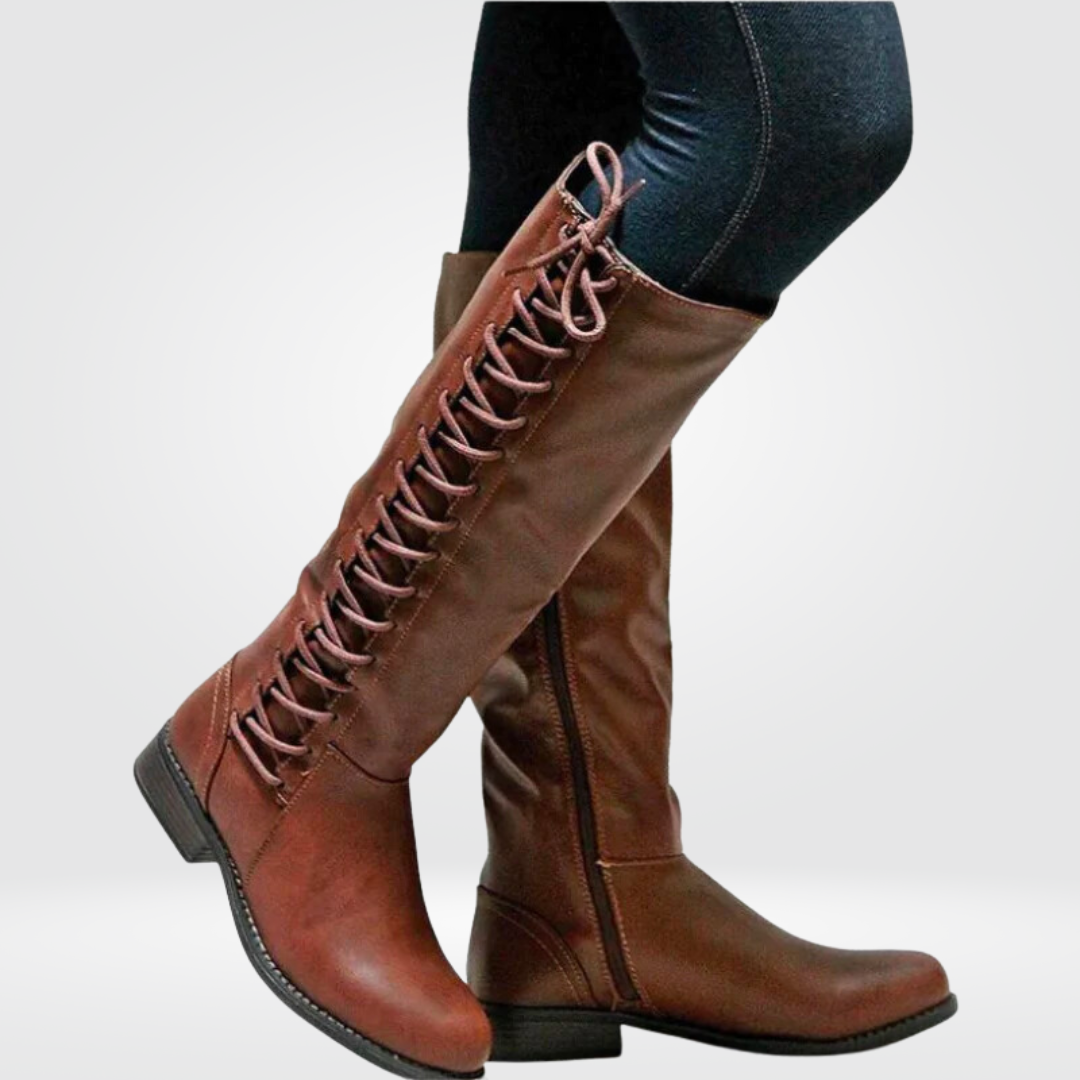 Dames Hoge Veterschoenen – Modieuze Lange Boots met Comfort Fit