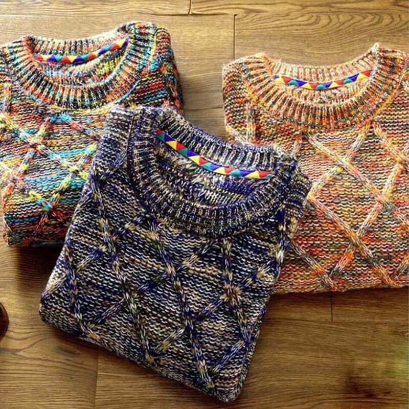 Herentrui met patroon – Warme gebreide trui in vintage stijl