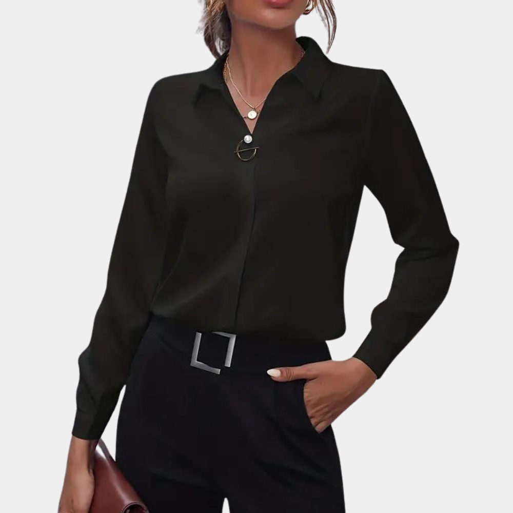 Damesblouse in Effen Kleur - Professionele en Elegante Stijl