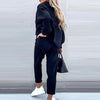 Dames huispak zacht 2-delig coltrui met hoge taille broek loungewear