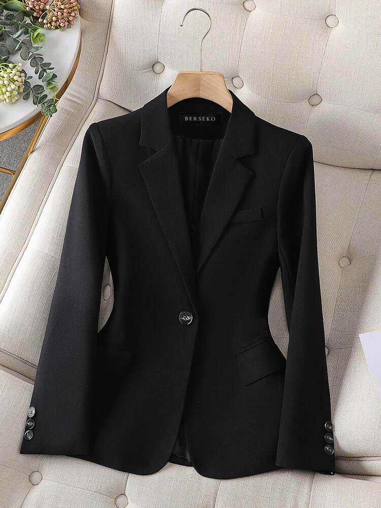 Elegante Getailleerde Dames Blazer met Enkele Knoopsluiting – Zakelijk en Formeel