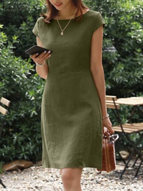 Zomerjurk Midi Dames Luchtige Pasvorm Elegante Casual Dames