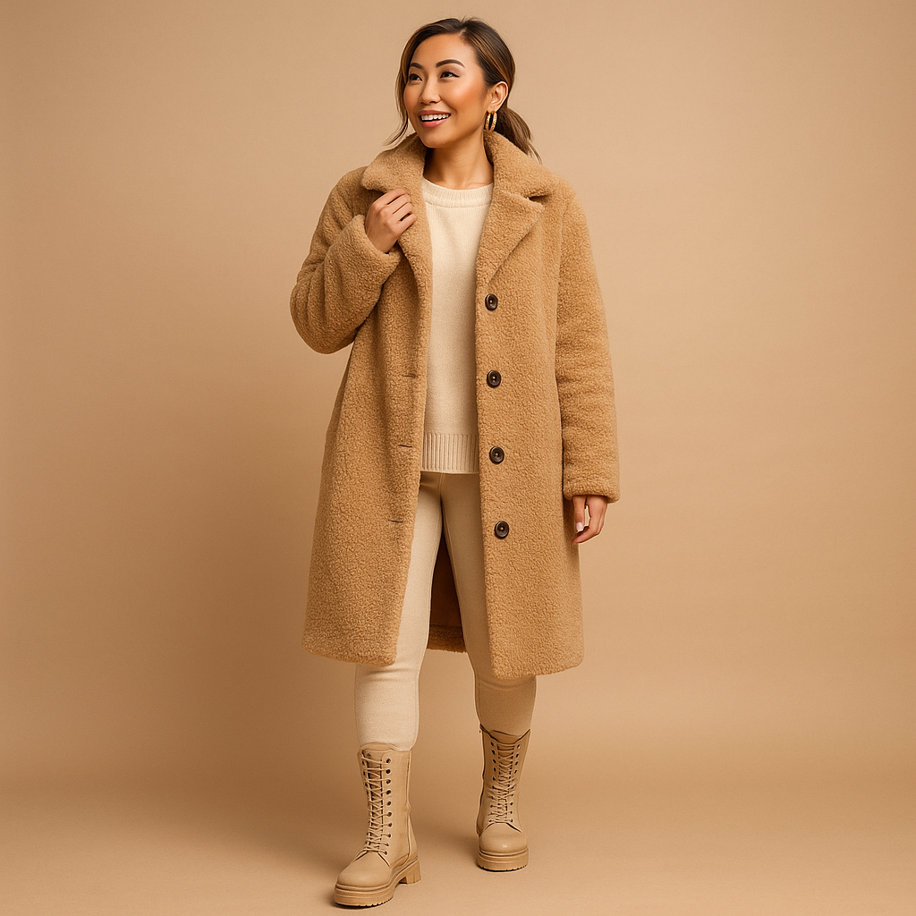 Elegante dames winterjas met knopen en klassieke kraag