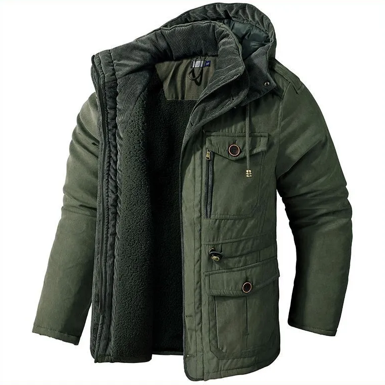 Warme Heren Winterjas met Capuchon en Praktische Zakken