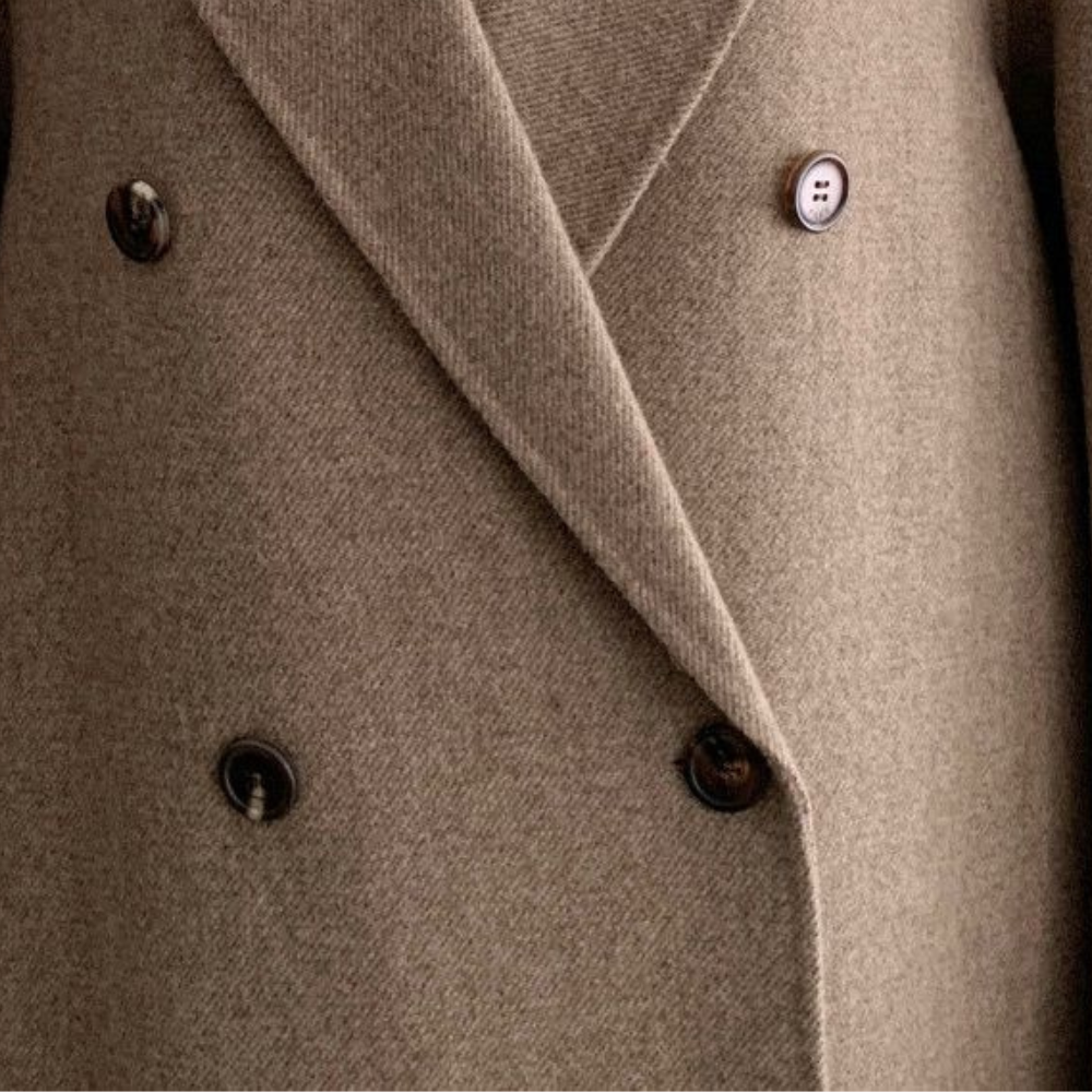 Dames Lange Mantel – Elegante Minimalistische Jas met Ceintuur