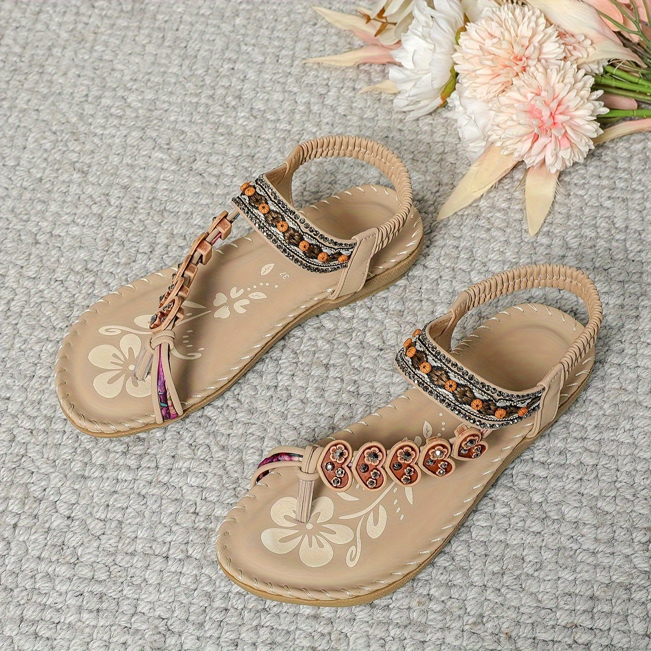 Orthopedische Dames Sandalen met Kralen en Verstelbare Bandjes