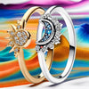 Zilveren Ring met Zon en Maan Kristallen