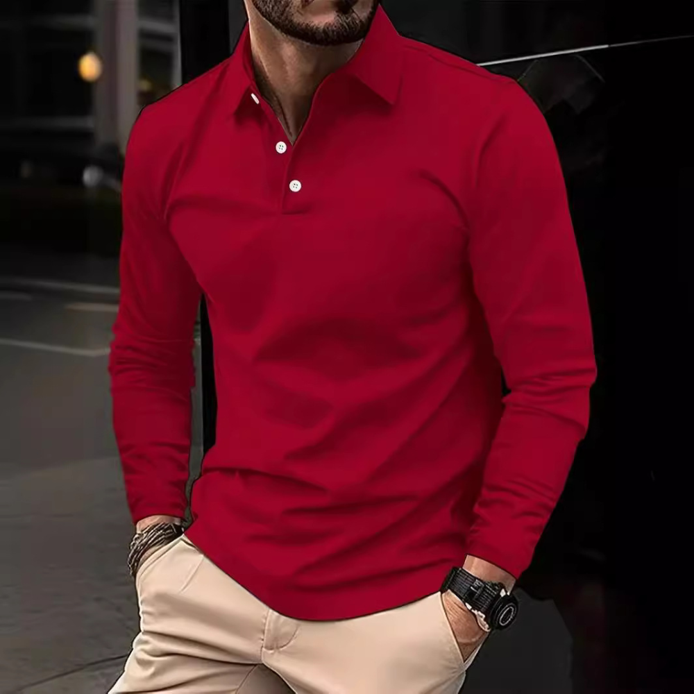 Heren Longsleeve Polo – Stijlvolle Comfort Fit Shirt met Kraag