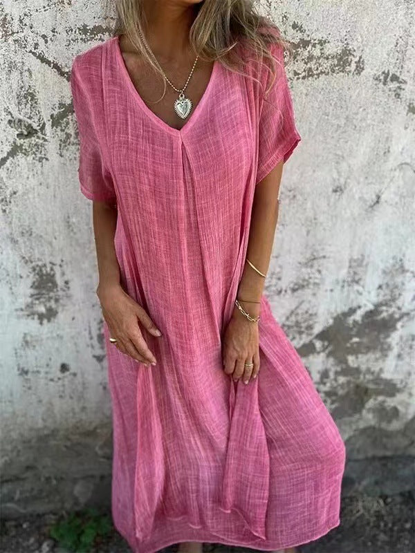 Zomerjurk V Hals Luchtig Losvallend Dames Casual Fit