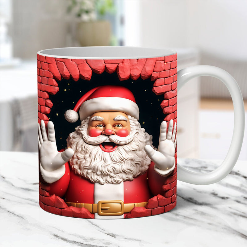Kerstmok met Santa Print – Feestelijke Beker voor Winter & Cadeau