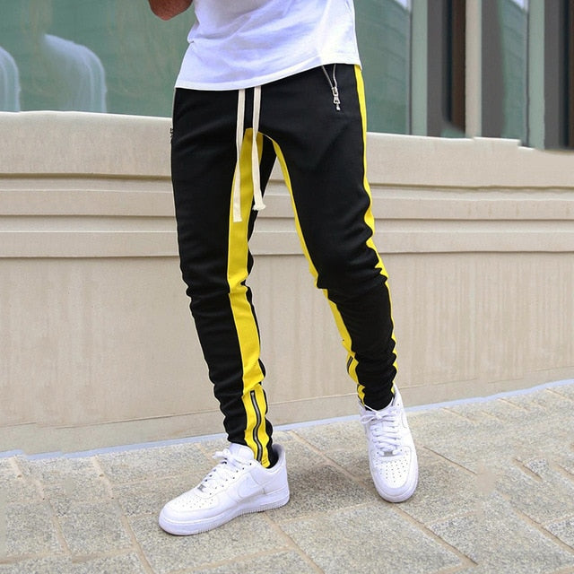 Heren Joggingbroek met Contrasterende Strepen en Ritszakken