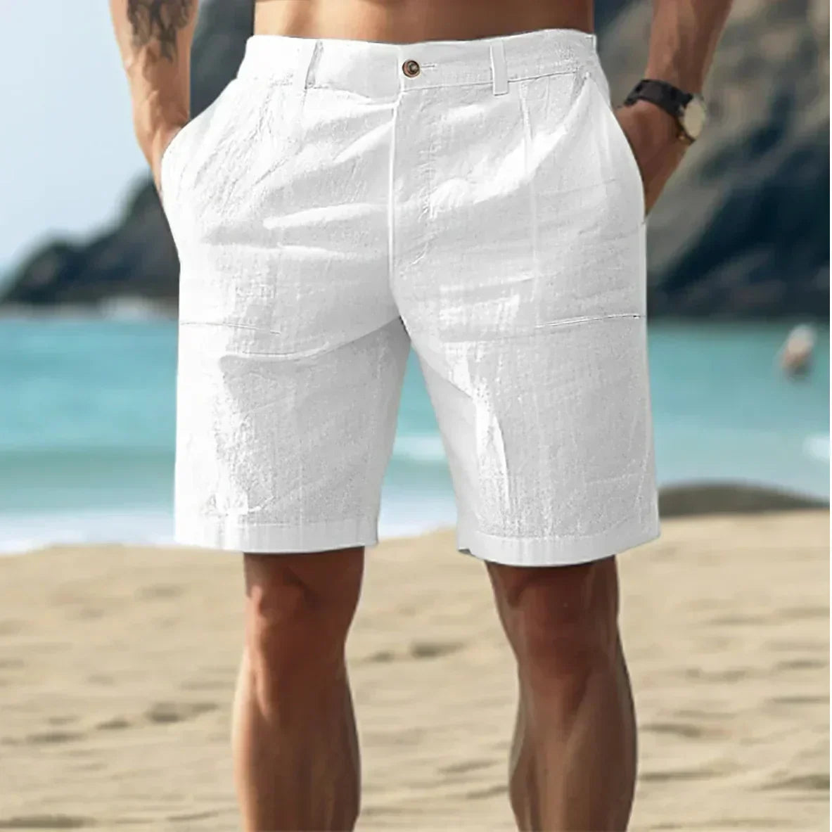 Linnen heren shorts voor zomerse dagen en comfort