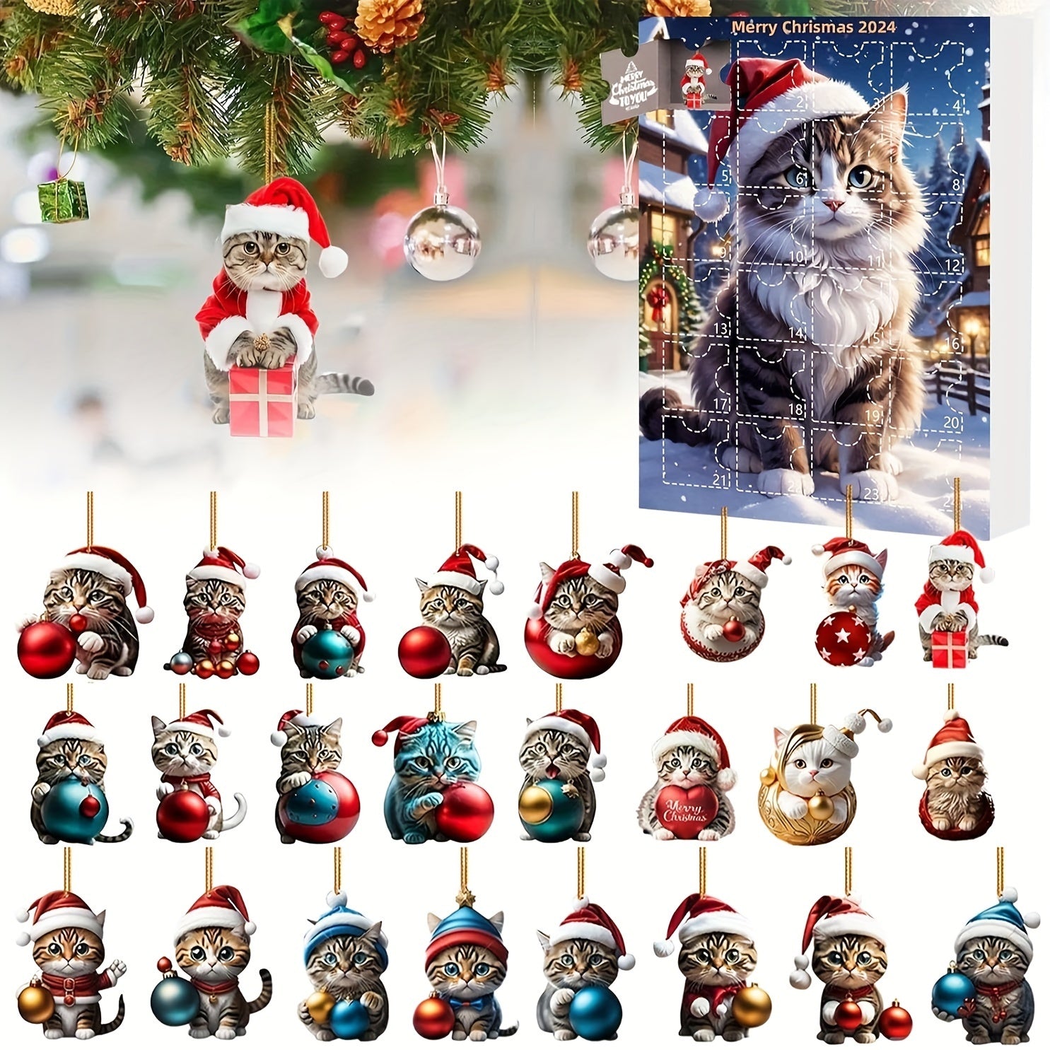 Kerst Kat Ornament – Schattige Hanger voor Boom, Auto & Decoratie