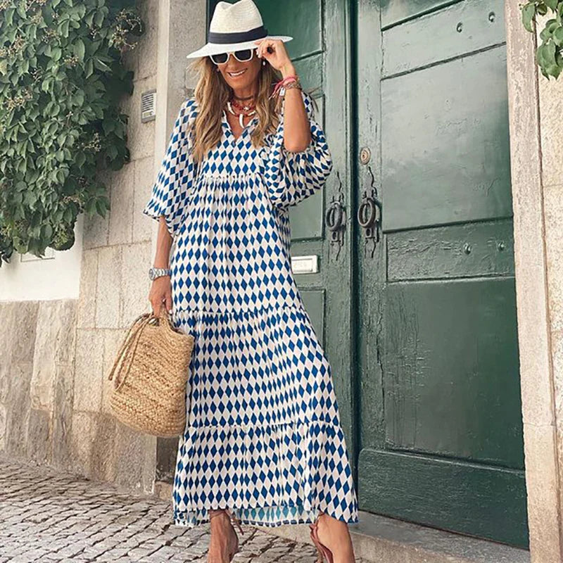 Boho Zomerjurk met Puffmouwen en Relaxed Fit-mezamstore.nl