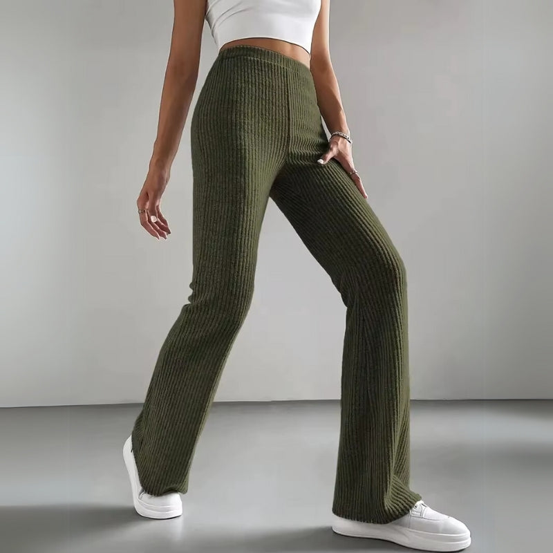 Comfortabele Hoge Taille Broek met Flared Pijpen