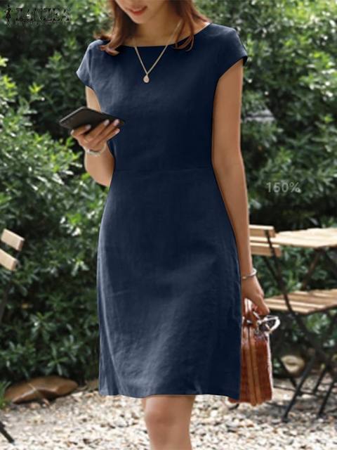 Zomerjurk Midi Dames Luchtige Pasvorm Elegante Casual Dames