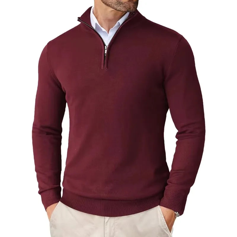 Heren pullover met halve rits en comfortabele pasvorm