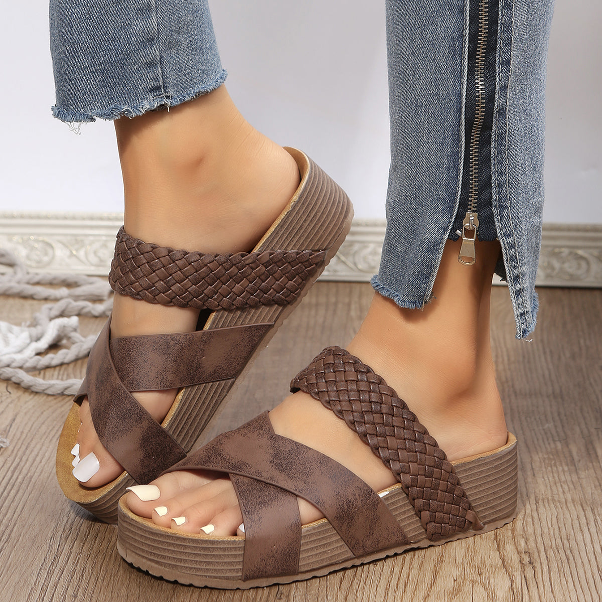 Gevlochten Zomersandalen met Comfortabele Pasvorm