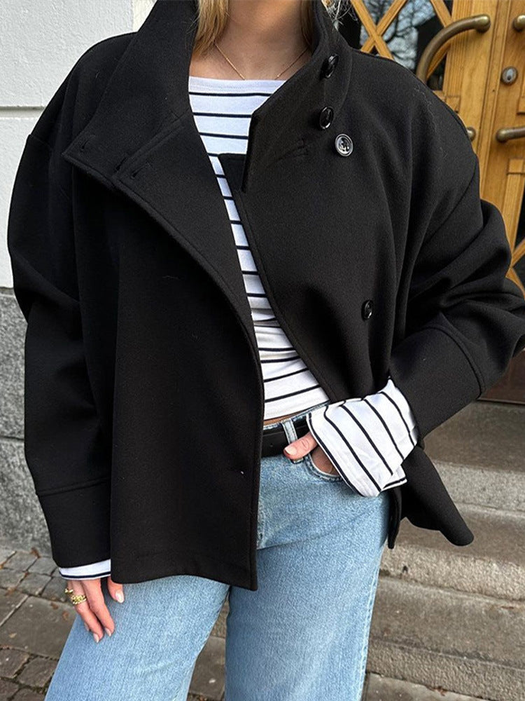 Oversized Damesjas – Elegante Lange Jas met Hoge Kraag