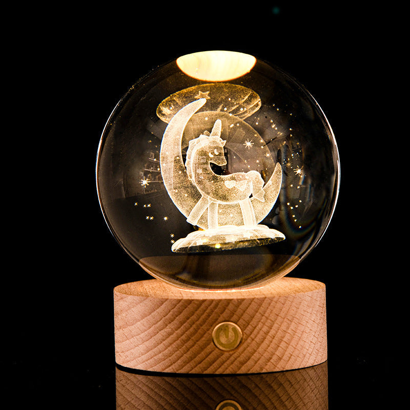 3D Kristallkugel 8 cm met Warmwit LED Licht-mezamstore.nl