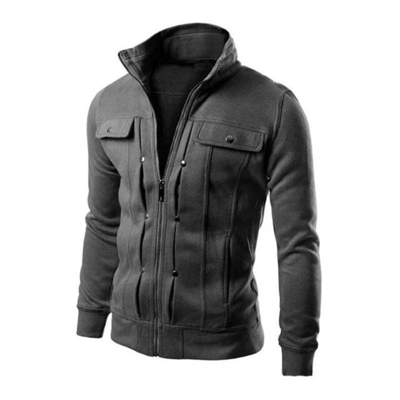 Heren Casual Jas – Stijlvolle Zip Jacket met Hoge Kraag