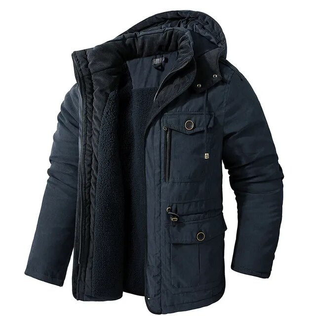 Warme Heren Winterjas met Capuchon en Praktische Zakken