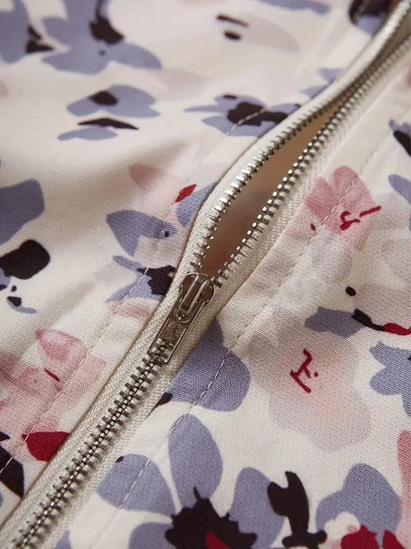 Bomberjack met Bloemenpatroon en Rits