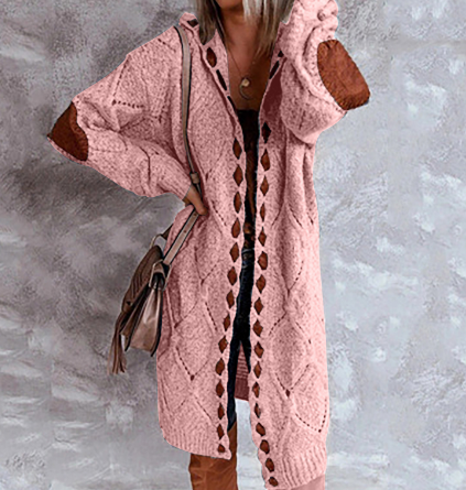Lang Grof Gebreid Dames Vest met Capuchon – Oversized