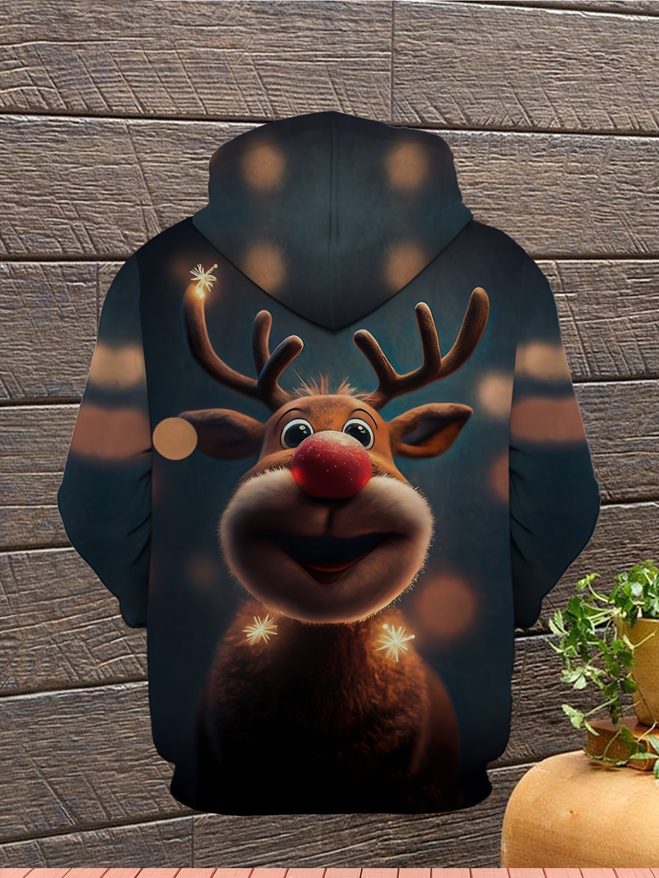 Kerst Hoodie met Rendierprint – Warme Unisex Trui voor de Feestdagen