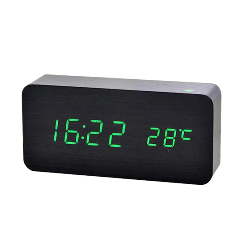 Digitale Houten LED Klok – Tijd, Datum & Temperatuur Weergave