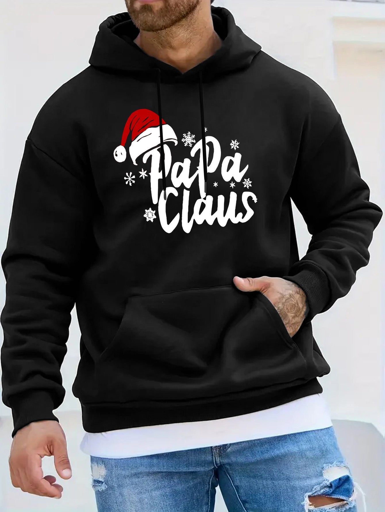 Papa Claus Hoodie – Heren Kersttrui met Capuchon