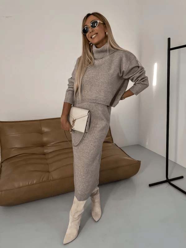 Rollneck Trui en Jurk Set voor Veelzijdige Looks