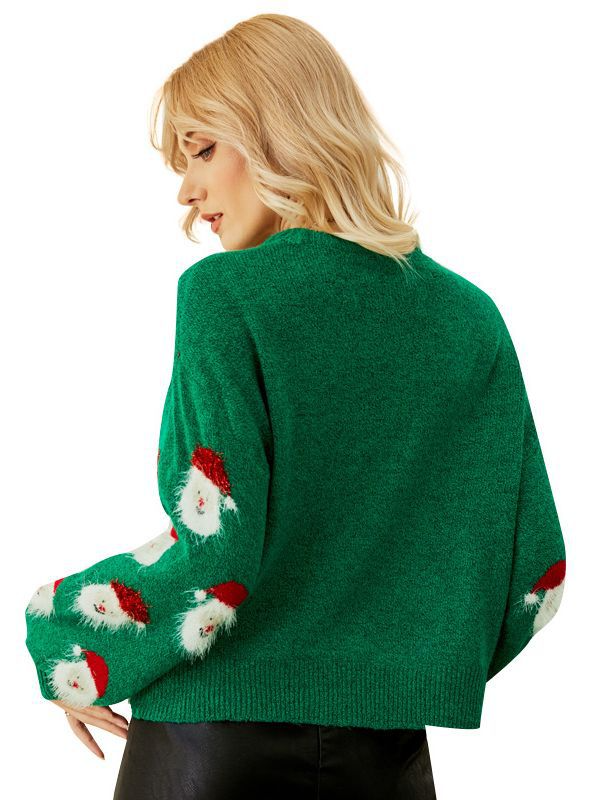 Dames Kersttrui – Vrolijke Sweater met Santa All-Over Print