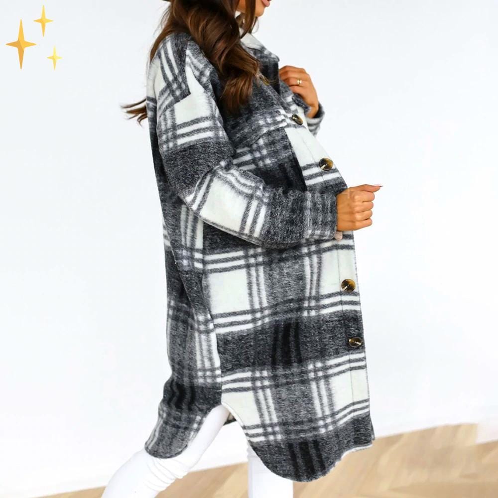Luchtige Midi-Jacke met Karo-Print voor de Lente-mezamstore.nl