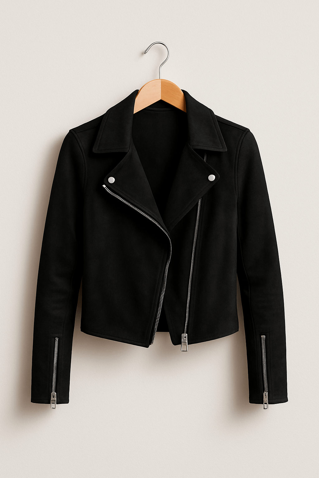 Dames Bikerjack – Stijlvolle Jas van Imitatie Suède in Wildlederlook