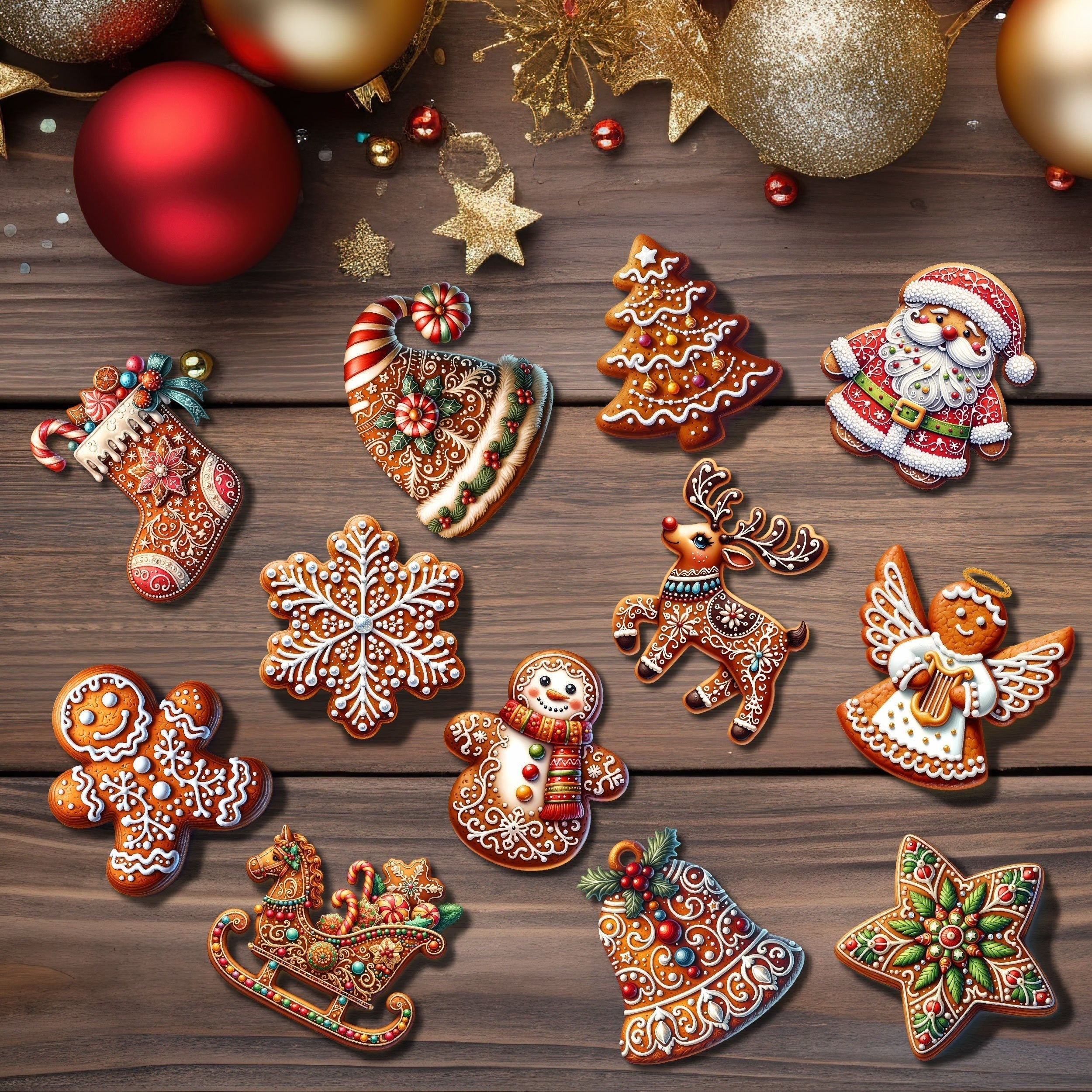 Gingerbread Kerstornamenten – Set Decoraties voor Boom & Interieur