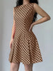 Mouwloze A-lijn Jurk met Vintage Ruitprint
