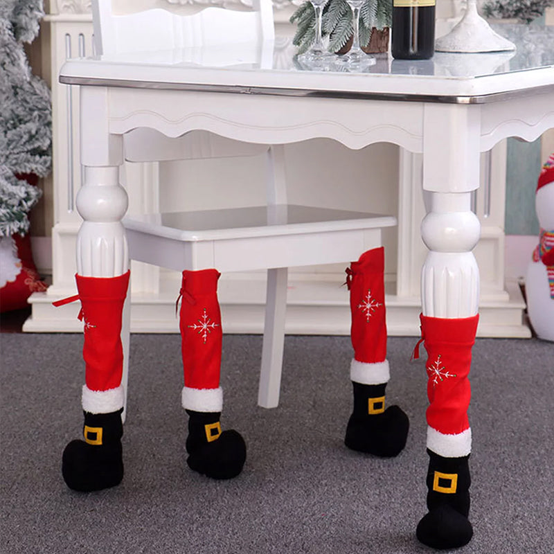 Kerstman Stoelpoot Hoezen – Feestelijke Kerstdecoratie Set (4 stuks)