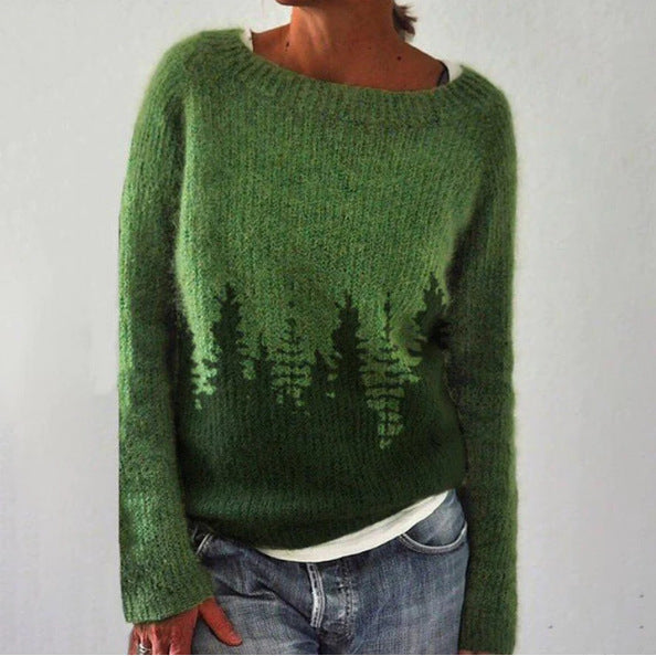 Dames gebreide retro trui voor herfst en winter-mezamstore.nl