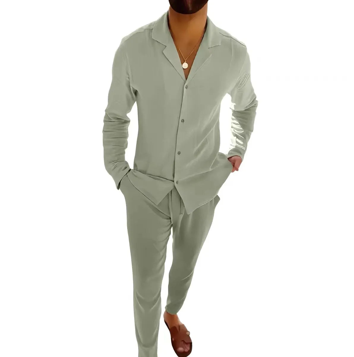 2-delig Herenpak Slim Fit Katoen Effen Design
