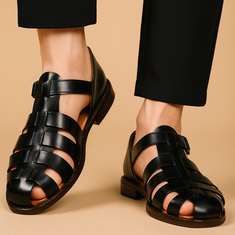 Leren Dames Sandalen met Verstelbare Riem en Comfortabele Pasvorm