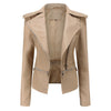 Elegant Leren Jasje met Asymmetrische Rits en Reverskraag