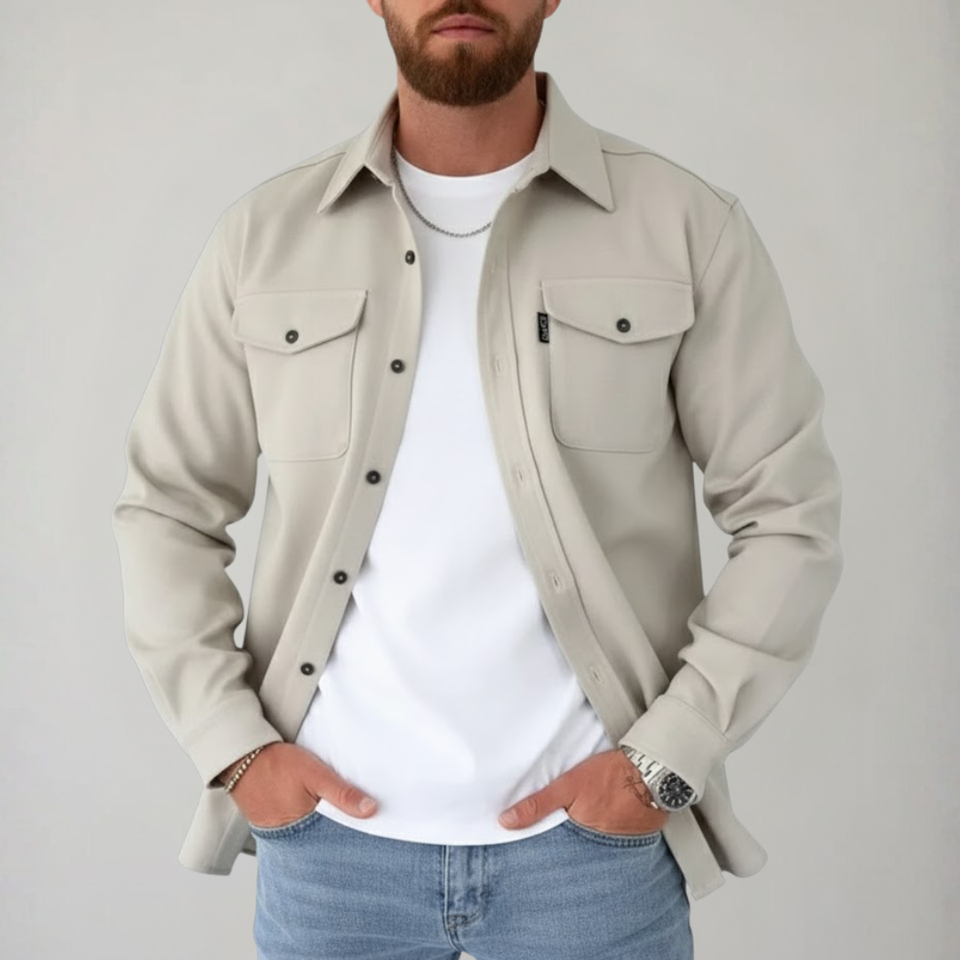 Heren Overshirt Casual met Borstzakken en Knoopsluiting