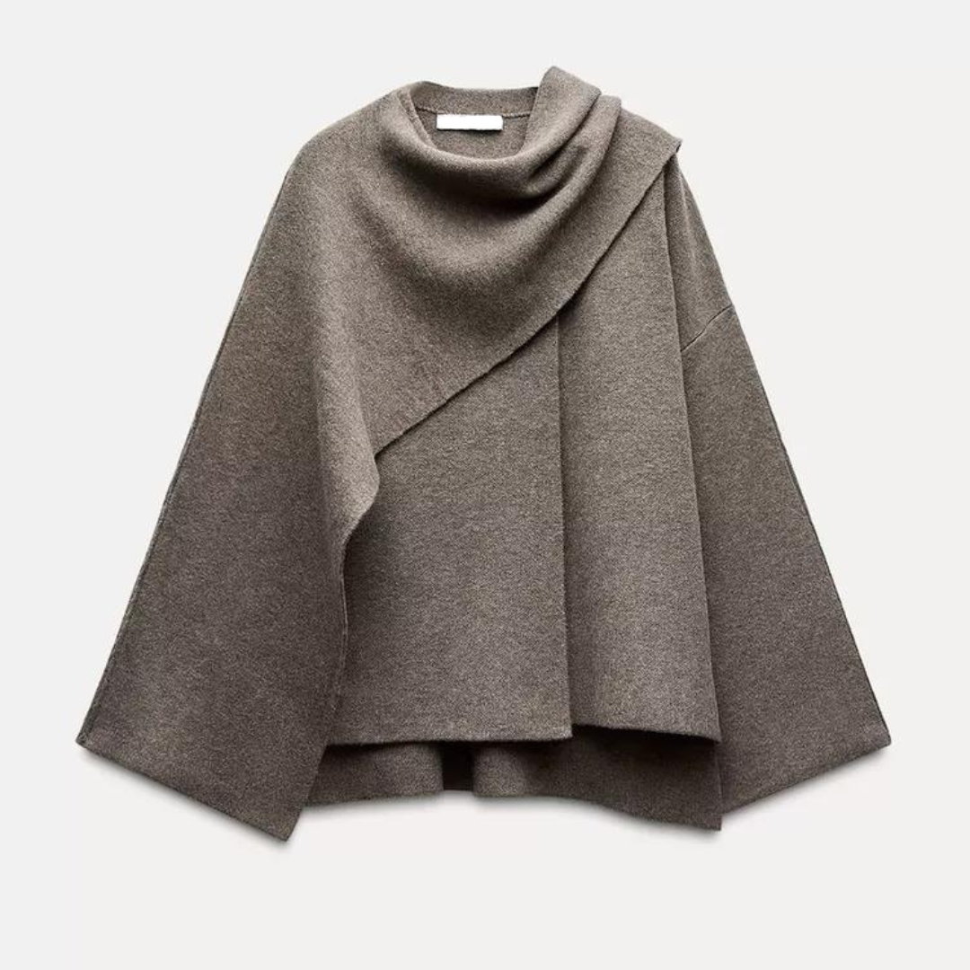 Dames Omslagjas – Elegante Losvallende Jas met Brede Kraag