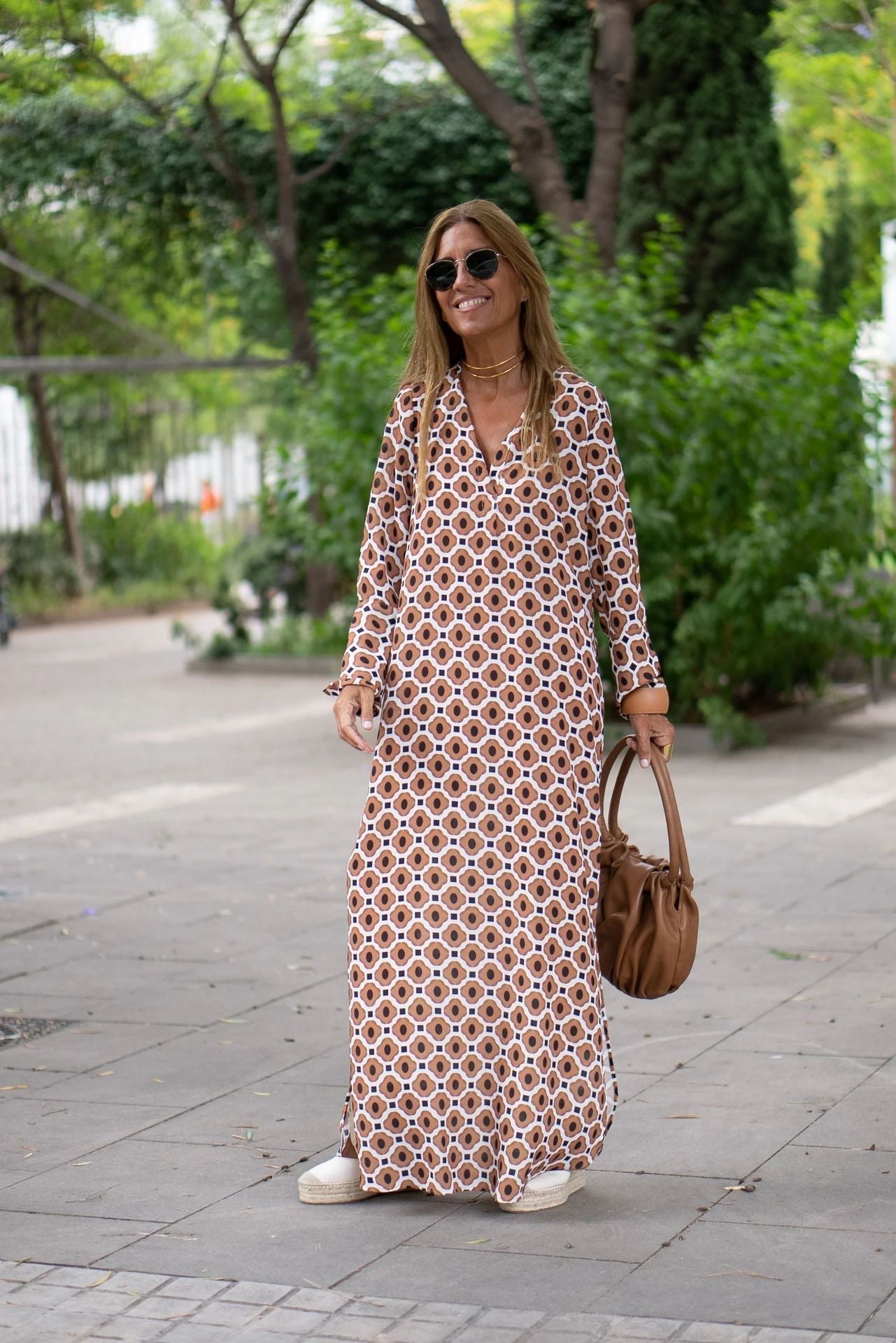 Maxi-Kleed met Trendy Print en Elegante Pasvorm