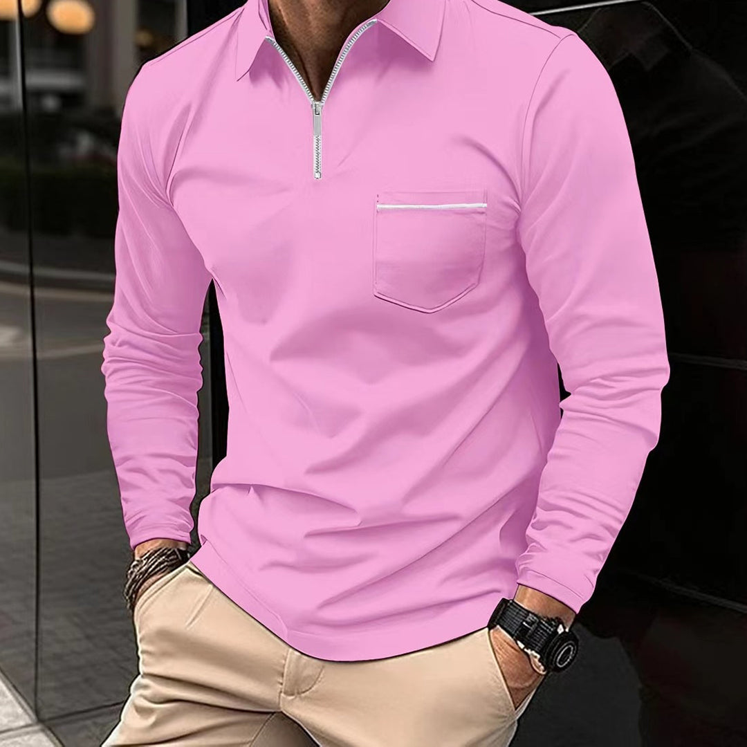 Poloshirt Heren Lange Mouwen met Rits - Stijlvol en Comfortabel