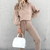 Dames huispak zacht 2-delig coltrui met hoge taille broek loungewear