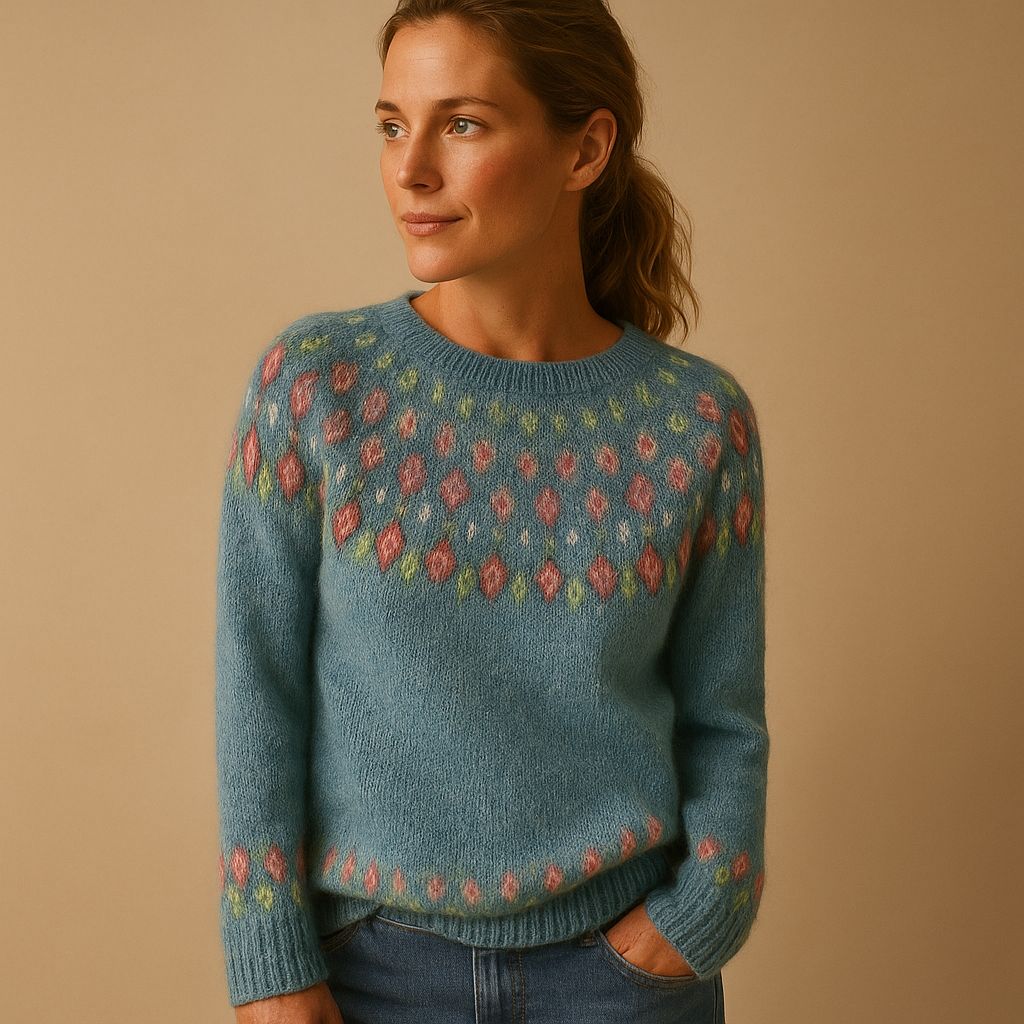 Wollen Damestrui met Trendy Print en Klassieke Pasvorm
