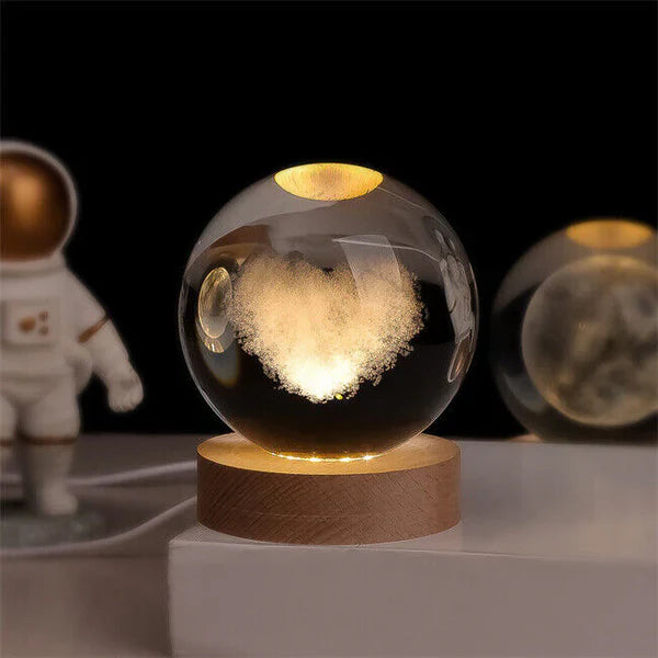 Lichtgevende Bol met 3D Planeten Gravure